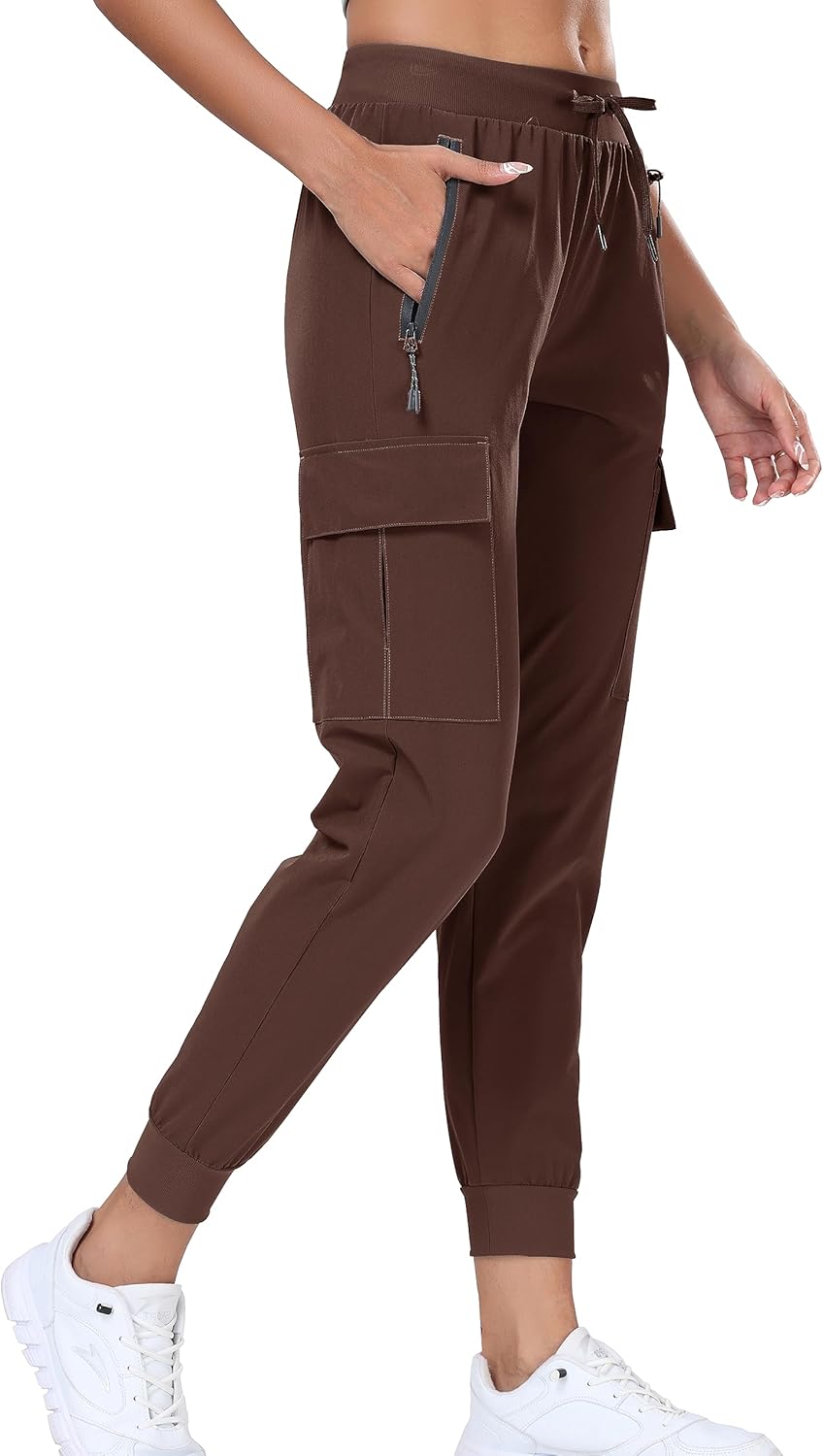 Oalka Women's Cargo Hiking Pants - Lightweight Quick-Dry Joggers with Pockets | Perfect for Travel