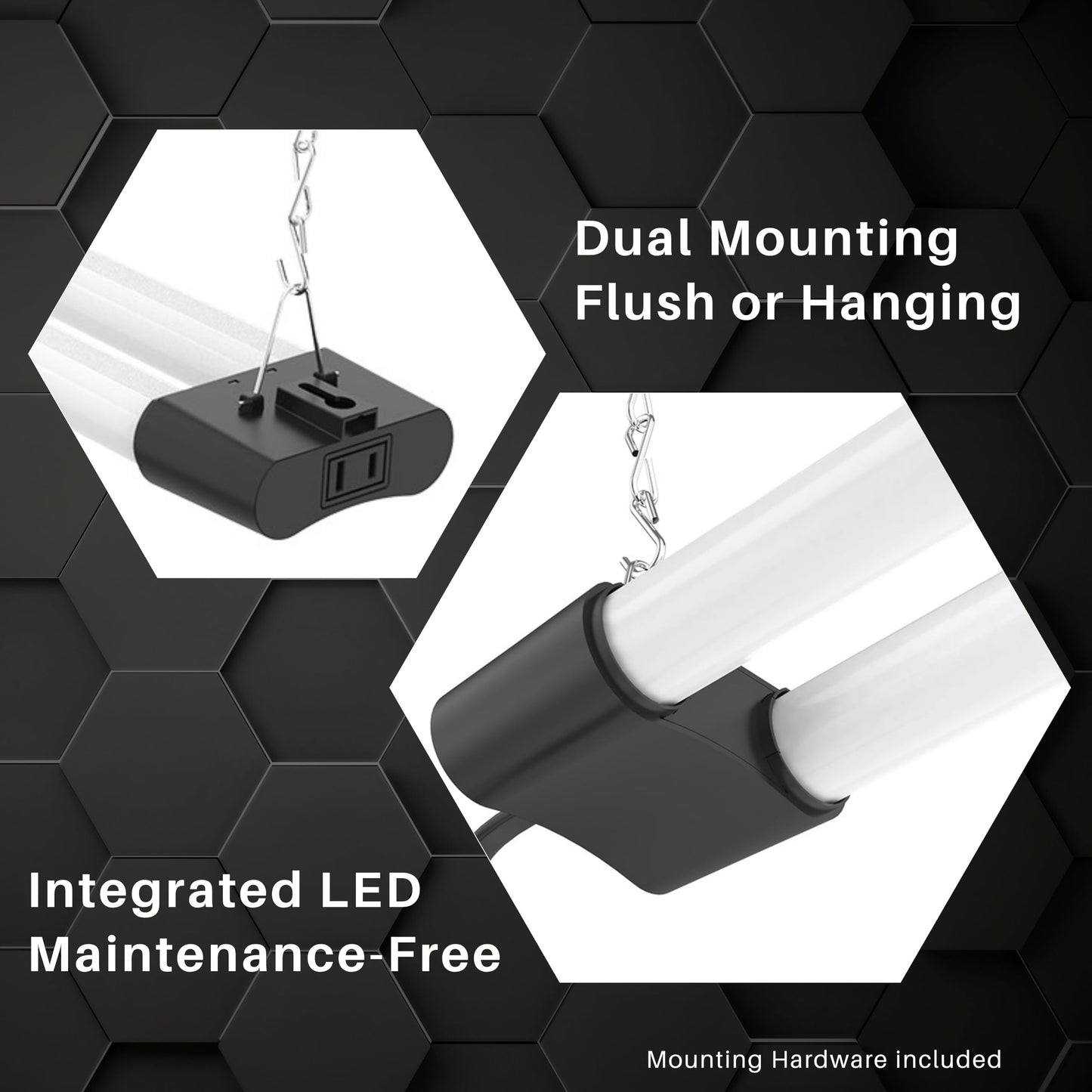 Quarterback 4FT 40W LED Shop Light with Inline Switch Dual Tube Lightweight Daylight White 5000K Surface or Suspension Mount for Garage Workshop Basement (1)