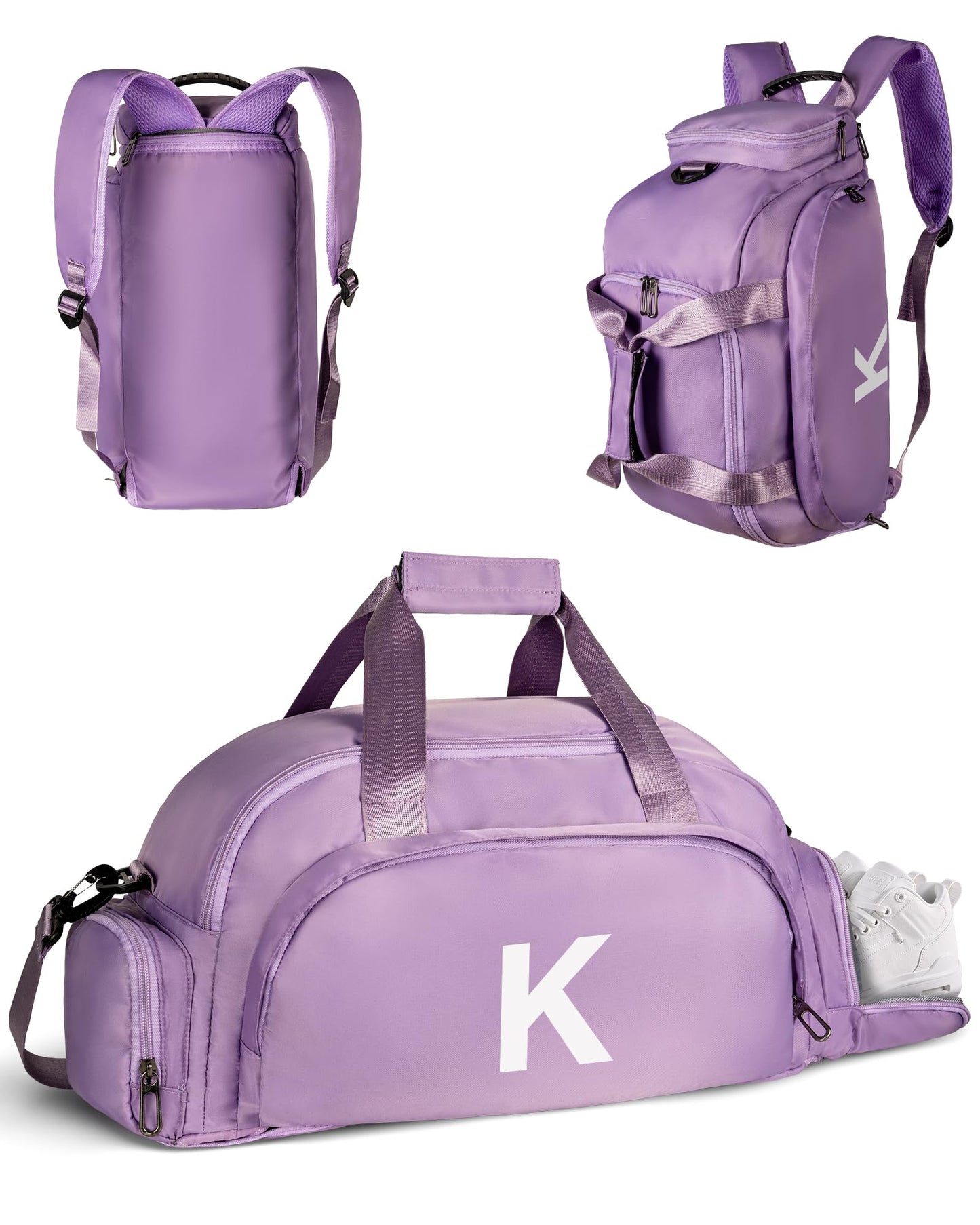 Vogewood Girls Gift-Birthday Gifts for 12 13 14 15 16 17 18 Year Old Girl, Initial Gym Bags with Shoe Compartment, Dance Bag for Girls, Kid Overnight Bags, Preppy Stuff (Letter K)