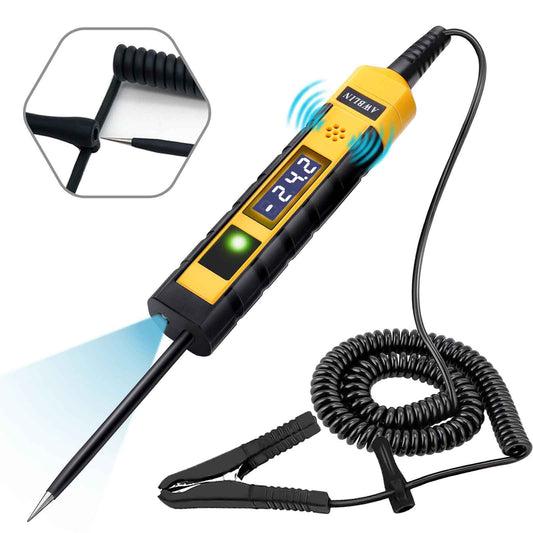 AWBLIN 4-75V DC Automotive Test Light, LCD Digital Light Tester with Voltmeter, Heavy Duty Circuit Tester with Polarity Indicate and Illuminating Lights, Fuse Voltage Tester Auto Electrical Tool