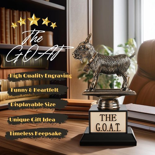Flexzion Goat Trophy Award - Funny Engraved Recognition Gift for Adults | Unique Plaque for Fantasy Sports, Teachers & Friends