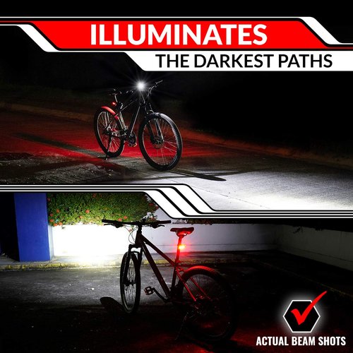 Bike Lights for Night Riding, USB Rechargeable Bike Lights Front and Back, LED Bicycle Headlight and Tail Light Set, Waterproof Bikelights Rechargeable for Mountain Bikes, Kids Bike Light, MTB Light