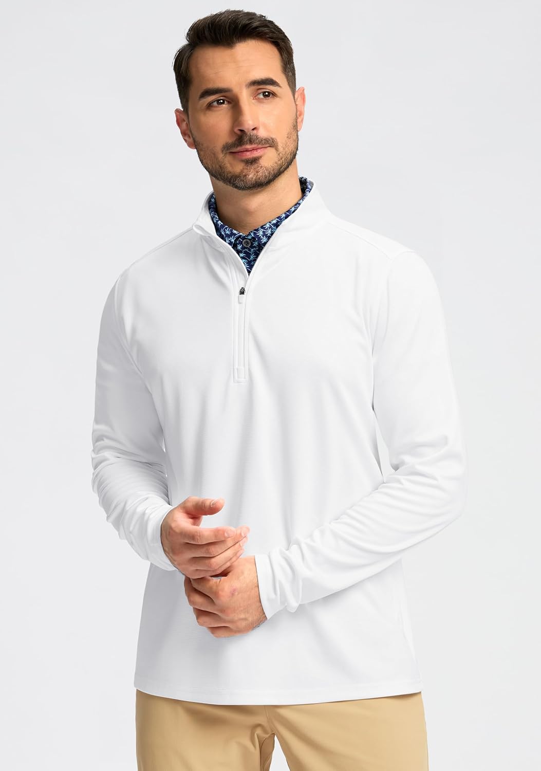 Obla Golf Quarter Zip Pullover - Lightweight Men's Mock Neck Sweatshirt for Sun Protection | Long Sleeve