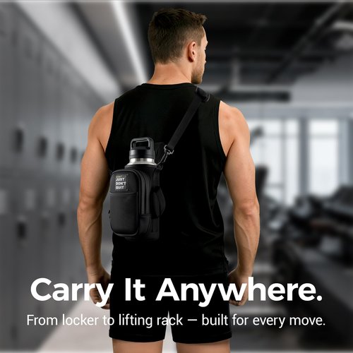 Magnetic Water Bottle Holder for Steel Gym Equipment, Hands-Free Bottle & Phone Carry for Training Sessions, Fits 24–40 oz Bottles, Neoprene Crossbody Carrier Bag