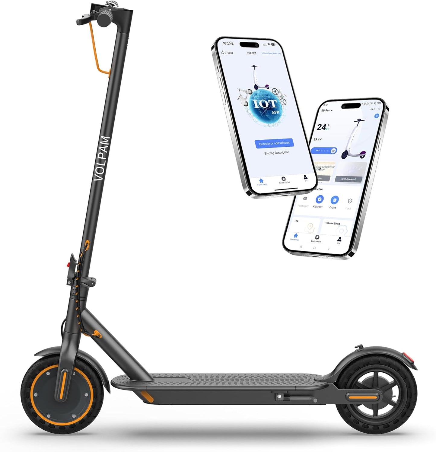VOLPAM Electric Scooter - 350W/500W Motor, 8.5"/10" Solid Tires, 19/22 MPH, Up to 32 Miles Range