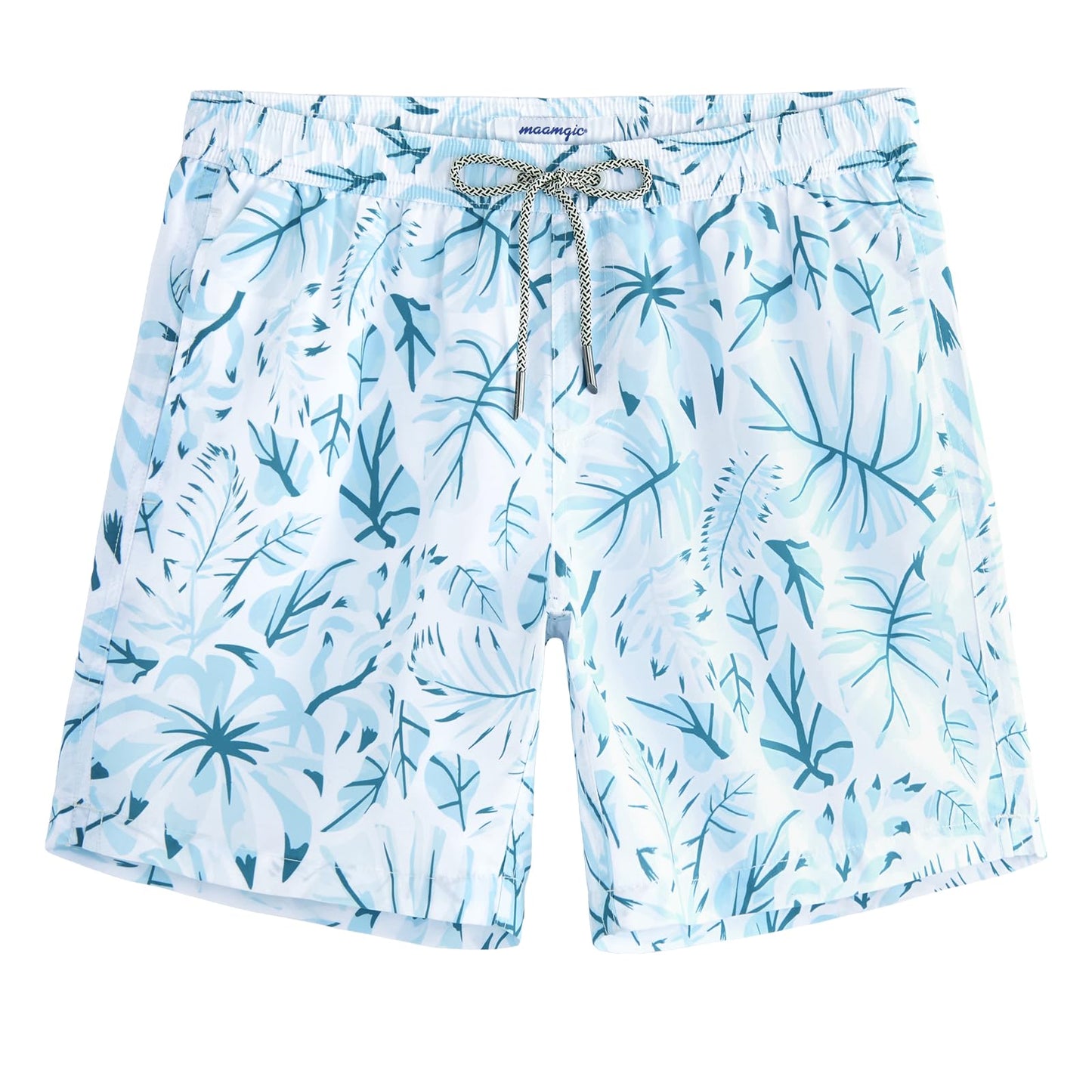 maamgic Mens Swim Trunks Quick Dry Swim Shorts with Mesh Lining Funny Swimwear Bathing Suits 7inch Veined Leaves Blue X-Large