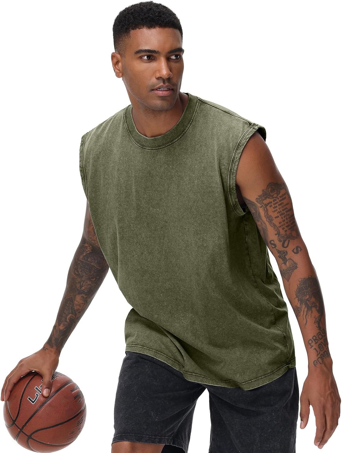 Skiennix Men's Cotton Sleeveless Tank Tops - Loose Fit Muscle Gym Tees for Running & Beach