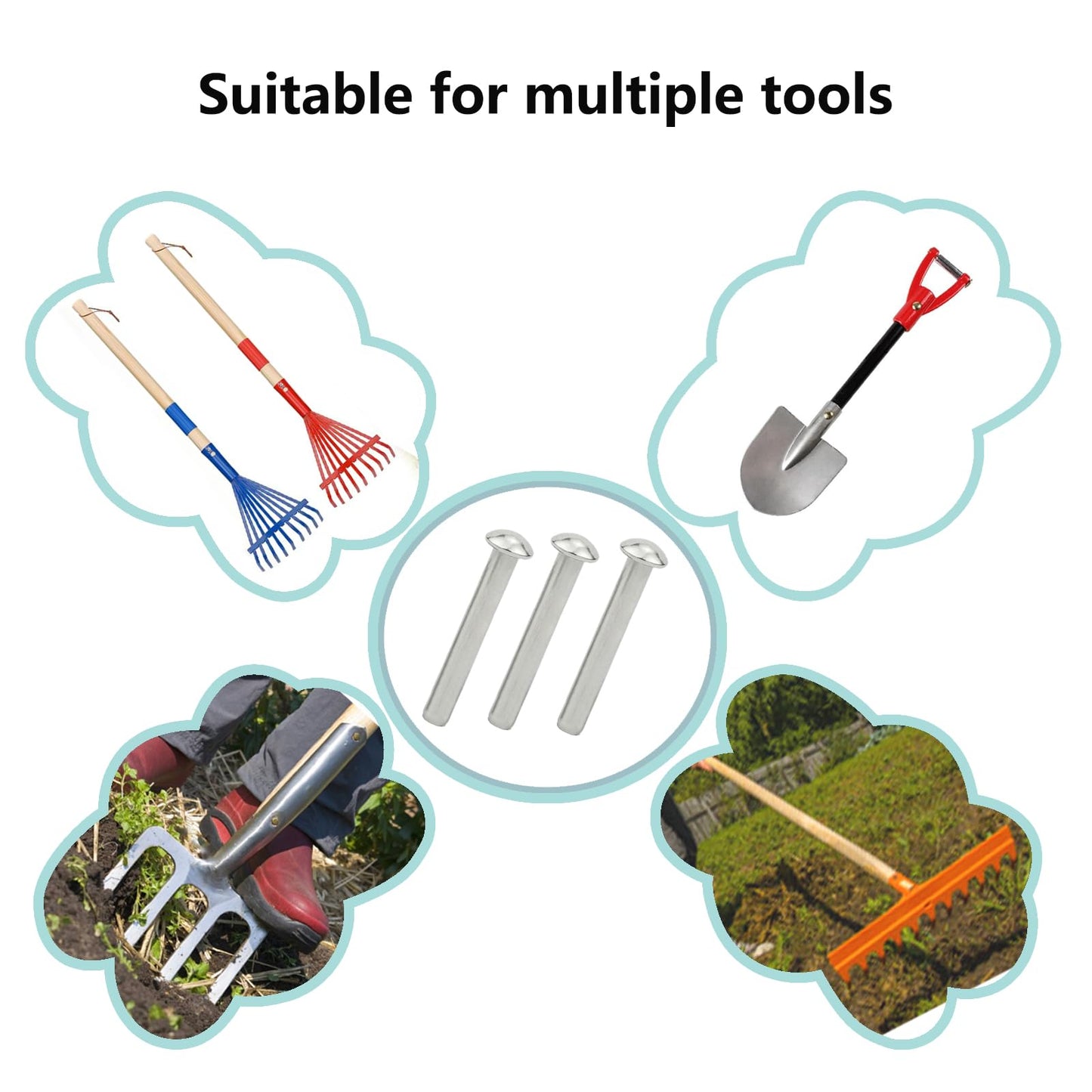 12 PCS Rivets for Spade Handle, 304 Stainless Steel Shovel Rivets Shovel Handle Replacement Rivets Half Round Head Rivet for Garden Shovel 50x6mm