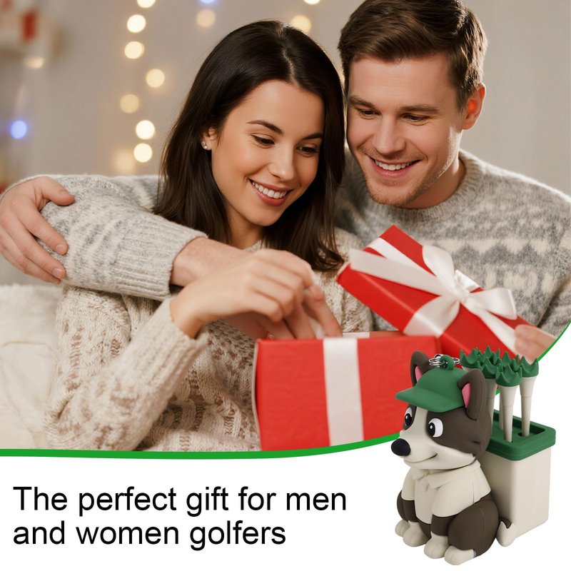 Penitue Dog Caddy Golf Tee Holder Bag Accessories, Including 8 Golf Ball Tees Creative Cute Puppy Holder Set for Women Men Golfers Attaching to Backpack Shoulder Bag Belt