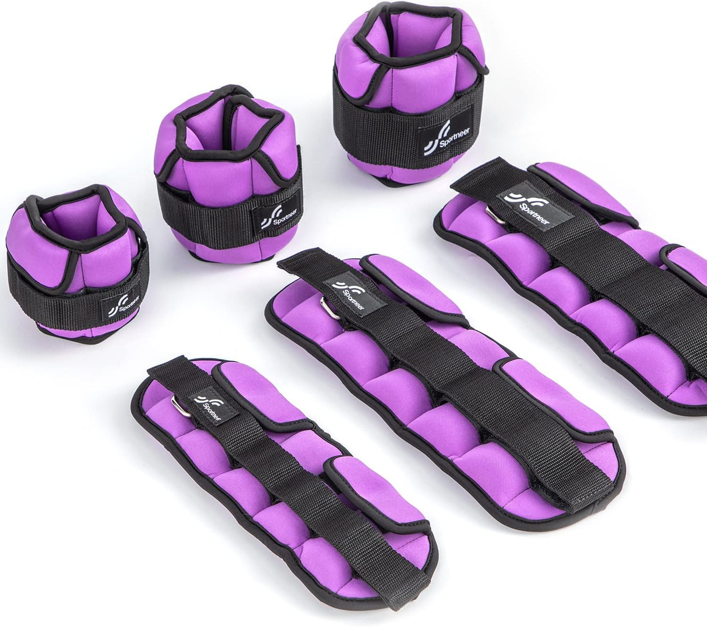 Sportneer Adjustable Ankle and Wrist Weights - Comfortable Fit for Walking, Running | 1-7 lbs / 1-10 lbs Set