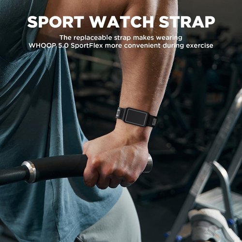 FGERWZ for WHOOP 5.0 SportFlex Silicone Strap,Replacement Strap Compatible with WHOOP 5.0 SportFlex Band,Soft Scratch-Proof Skin-Friendly Replacement Strap Accessories (Black Gray)