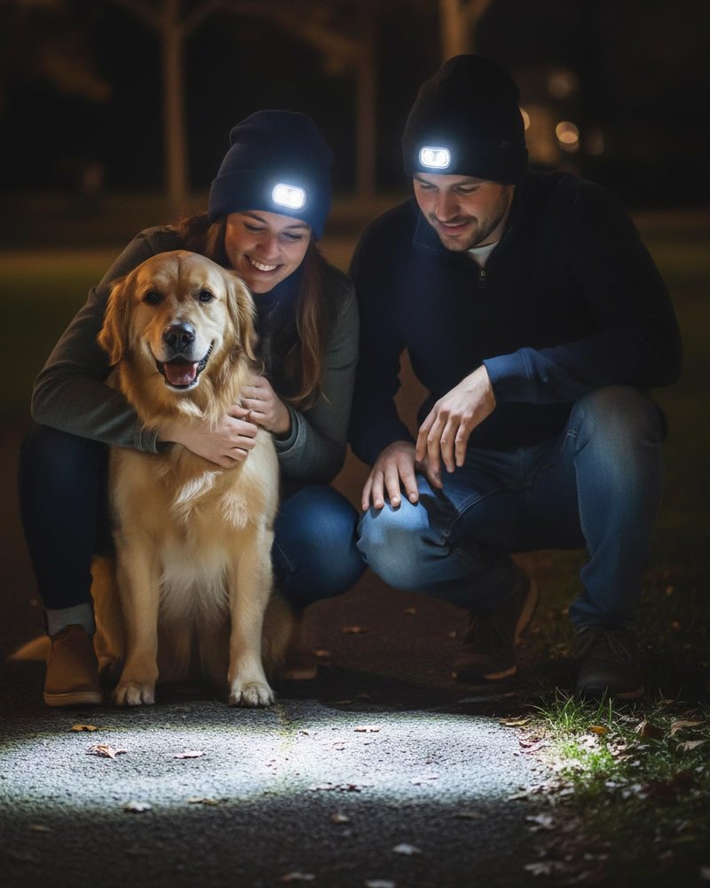 OKKLE Beanie with Headlamp Beanie with Light LED Winter Stocking Cap Knit Hats for Men Women Black