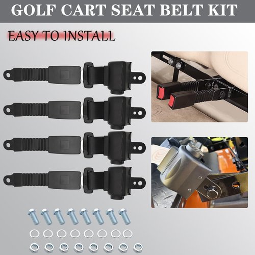 HOOTO Golf Cart Seat Belts(4 Pack), Universal Golf Cart Seat Belt Kit for Yamaha Club Car EZGO Go-Kart ATV UTV, 42" Retractable Club Car Seat Belts (Without Mounting Bar)