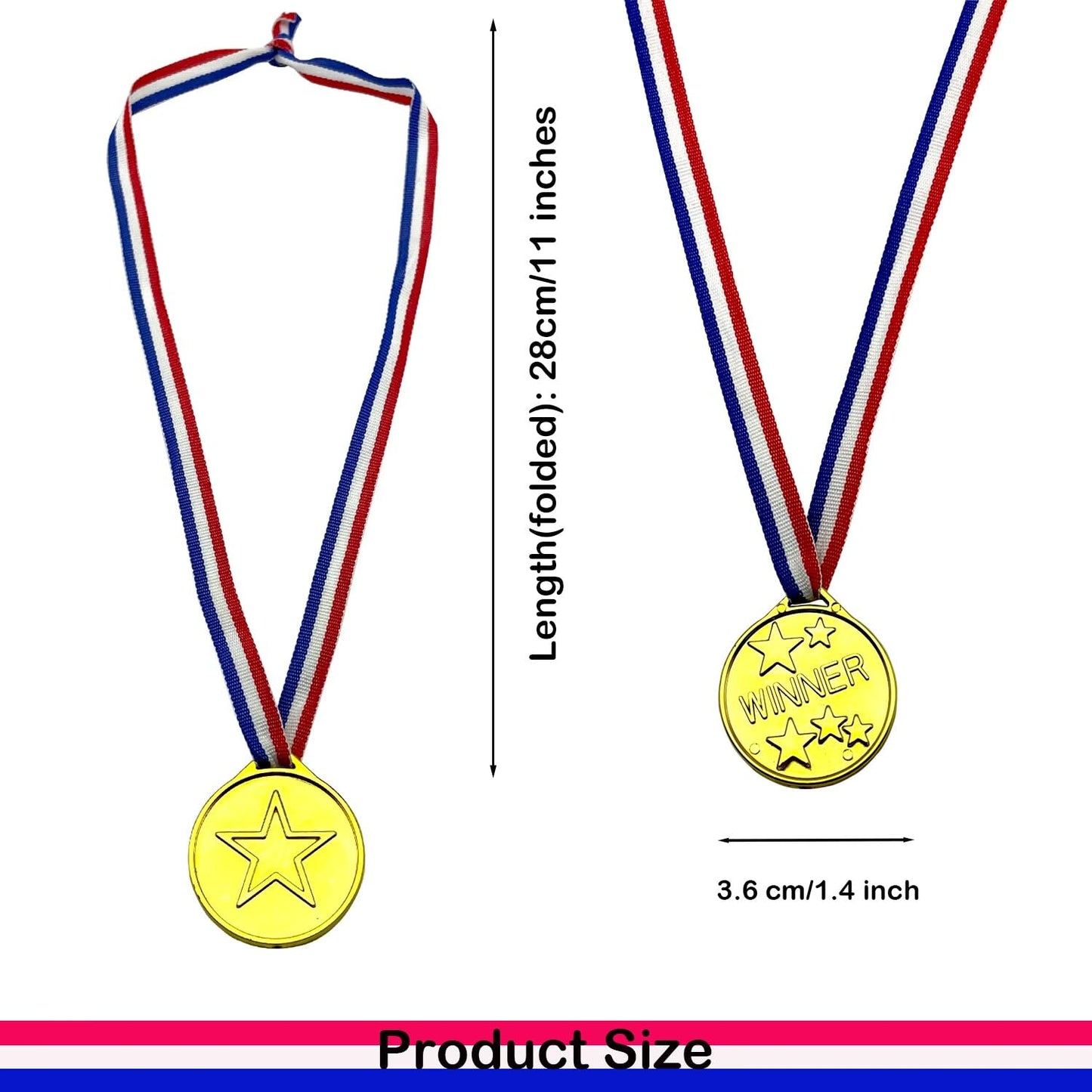 Oisinlas 50 Pcs Gold Plastic Winner Medals Award Medals for Kids School Sports, Soccer Competitions, Games, Talent Show, Gymnastic, Party Favors, Dress Up or Celebration Souvenir