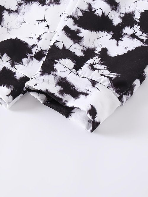 Jolyshlid 2 Pack Boy's Tie Dye Letter Print Track Sweat Pants Joggers 7-8Y Black White