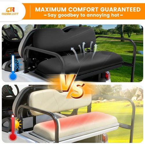 RIZINKART Universal Golf Cart Rear Seat Covers Fit for Club Car EZGO Yamaha Aftermarket Regular Back Seat Cushion，Durable Stretchy Breathable Washable Polyester Mesh Cloth