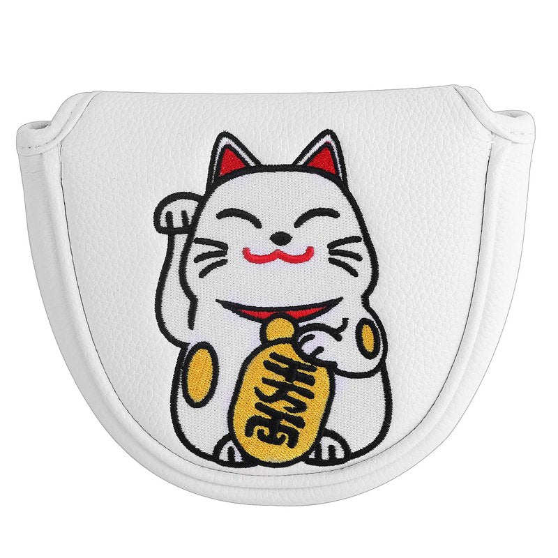 SHABIER Maneki-Neko Lucky Cat Design Mallet Putter Headcover for Mallet Headcover