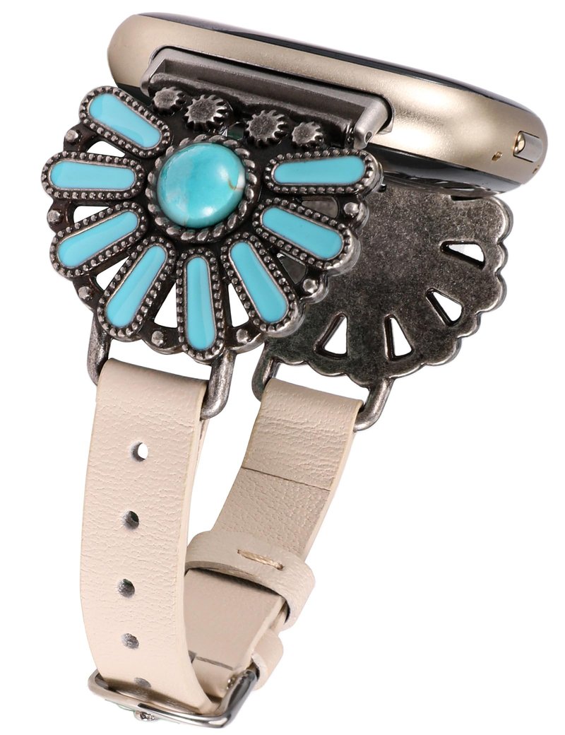 Moolia Turquoise Strap Compatible with Fitbit Versa 4/Versa 3/Sense 2/Sense Band for Women Strap, Boho Western Vintage Style Strap for Versa 4/Versa 3 Watch Band