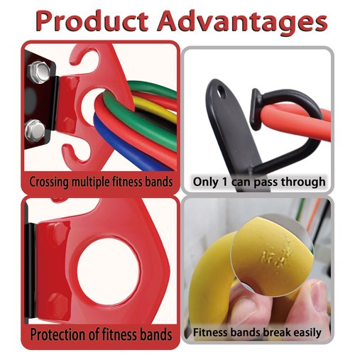 Wuno Shop 4 PCS Resistance Band Wall Anchors, Exercise Band Wall Anchor, Gym Wall Hooks for Resistance Bands, Workout Wall Mount Anchor for Physical Therapy and Small Space Home
