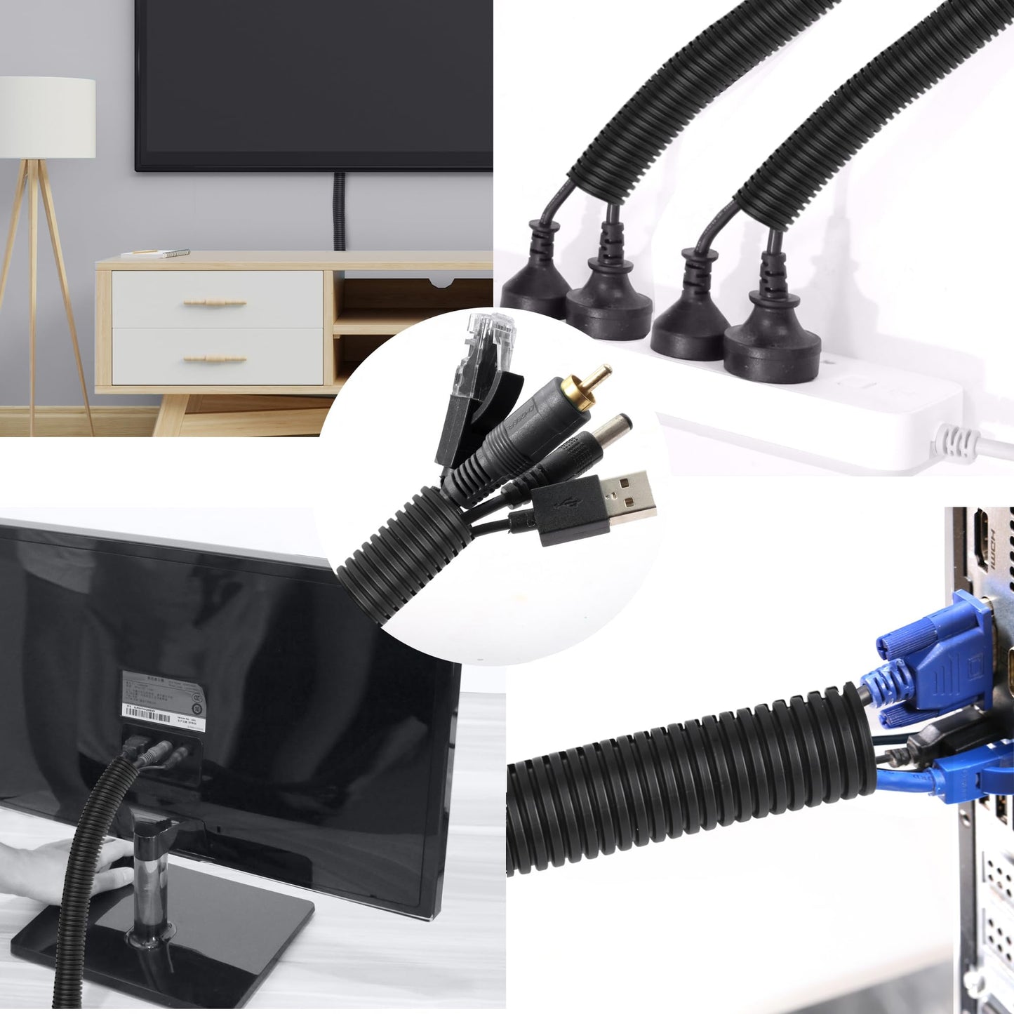 CrocSee 25ft - 1/4 inch Flame Retardant Split Wire Loom Tubing with Installation Tool - Flexible Wire Covers Cord Protectors - Black