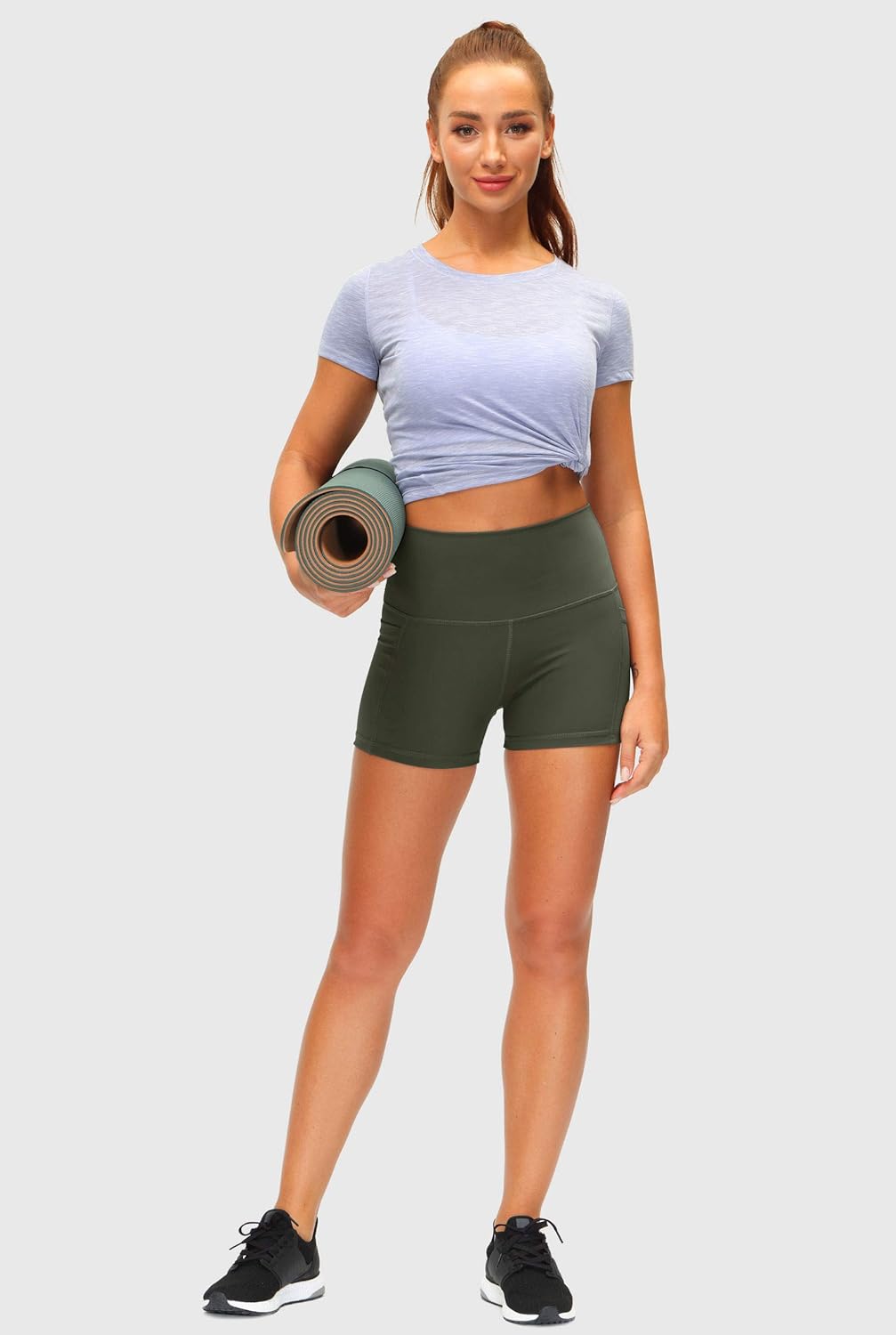 Soothfeel Women's High Waist Yoga Shorts - Tummy Control with Side Pockets | 5" & 3" Options