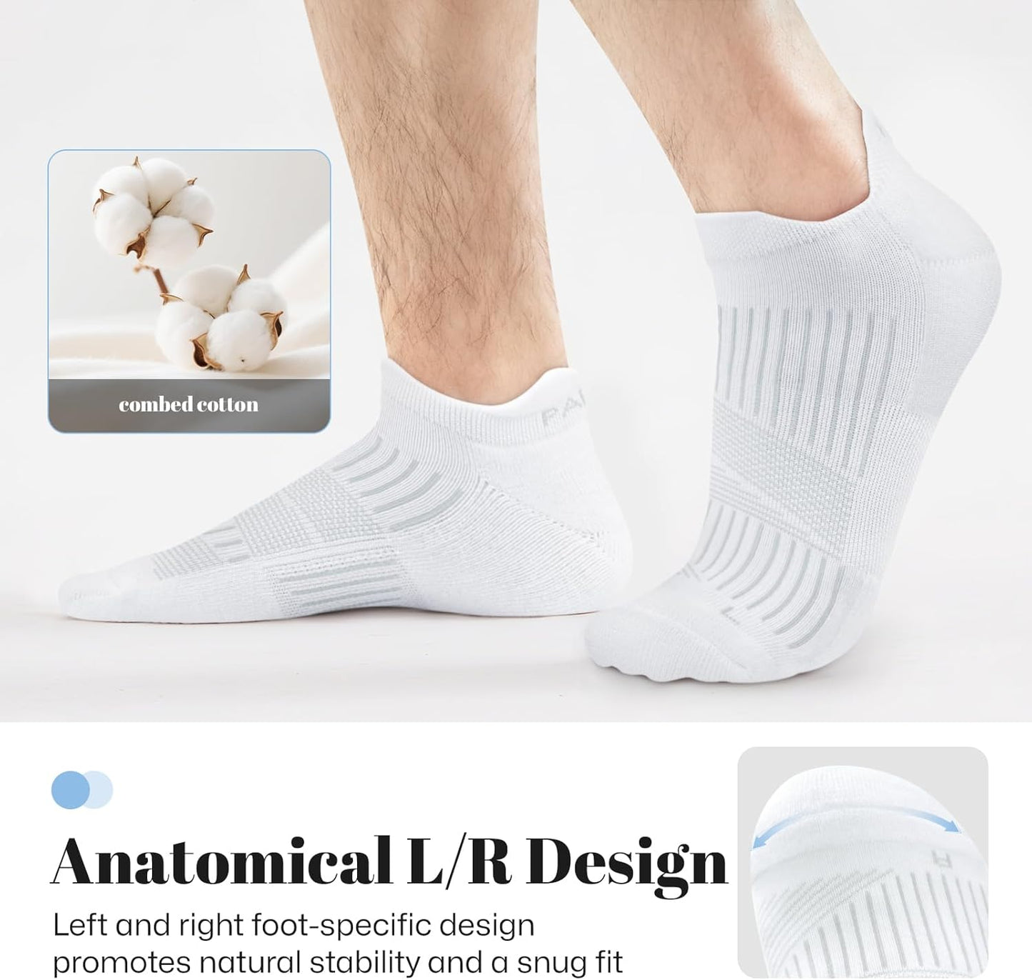 PAPLUS Ankle Running Socks - Cushioned Anti-Blister Low Cut Sports Socks | 5 Pairs for Men & Women