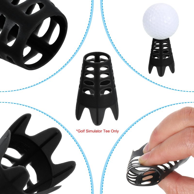 PATIKIL Golf Simulator Tees, 8 Pack Plastic Golf Tees Mat Practice Training for Outdoor Indoor Winter Turf Driving Range, Black
