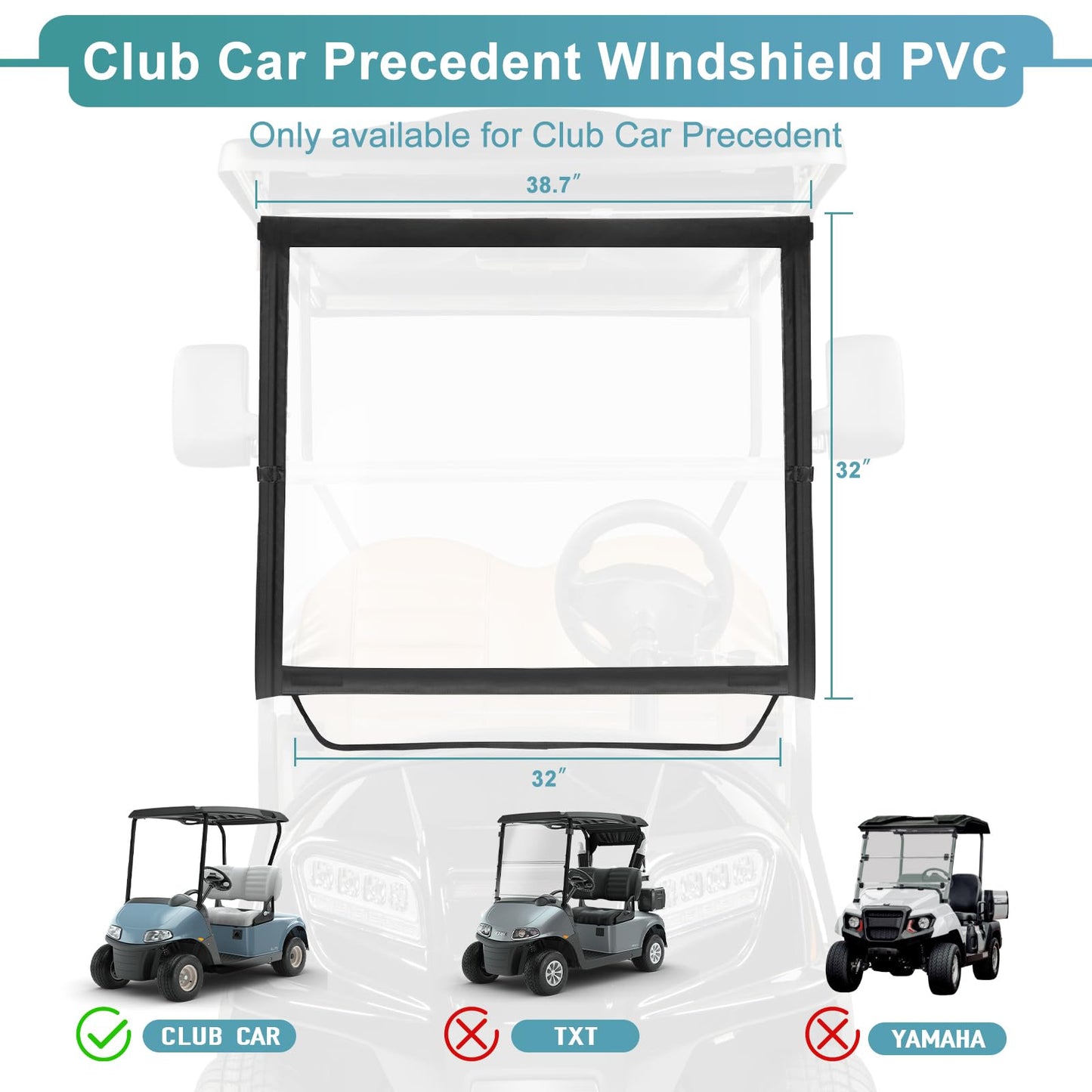 Golf Cart Windshield Fit for CLub Car Precedent, Foldable, Portable Clear Lightweight Film PVC Golf Cart Club Car Precedent Windshield ,Windproof Waterproof