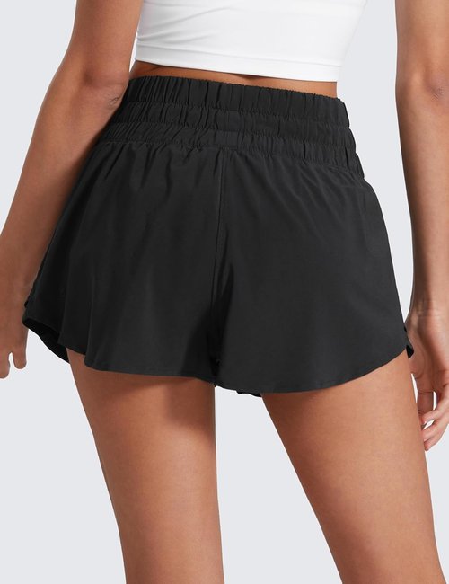 CRZ YOGA Athletic Shorts with Ruffle Skirt Overlay - High Waisted & Flowy for Workout, Running, Tennis