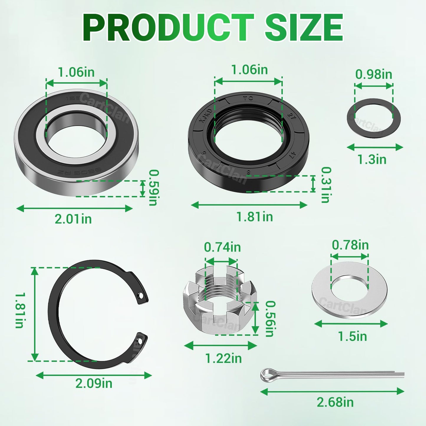 CartClan Golf Cart Rear Axle Shafts Bearings Oil Seal Circlip Kit, Suitable for 1994-2009 EZGO TXT Gas Golf Cart, Replace OEM# 26811-G01, 00518G8, 10387-G1, 26814-G01