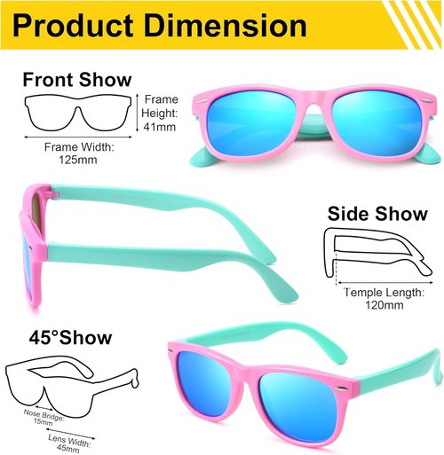 AZorb Kids Polarized Sunglasses - Flexible TPEE Rubber Frame for Ages 3-8 | 100% UV Protection