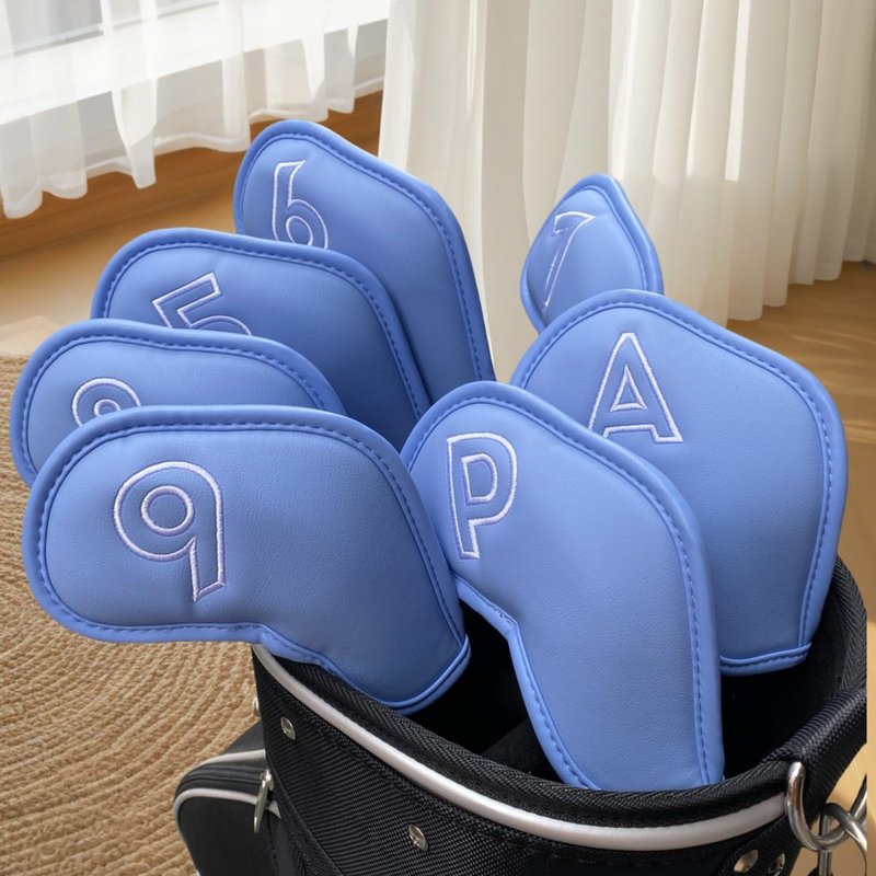 Golf Iron Club Head Covers Headcovers Set - 9pcs Golf Club Covers for Irons #5 6 7 8 9 PW SW AW XW Iron Headcovers fits for Mizuno JPX MPX and Other Brands (Blue)