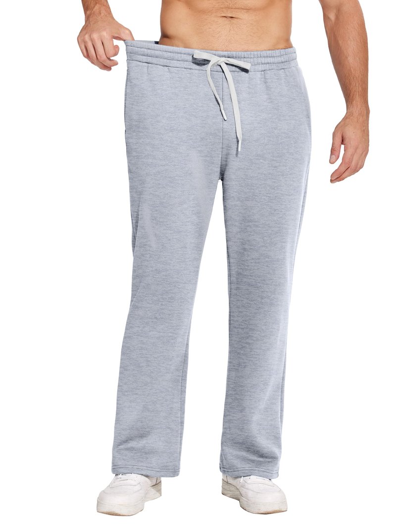 PINSPARK Flare Sweatpants for Men Fleece Lined Pants Elastic Drawstring Cargo Pants Loose Fit Casual Pants with Pockets L Blue Purple