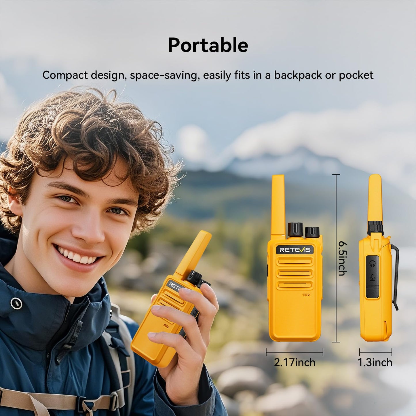 Retevis RT68 Walkie Talkies Rechargeable, Rugged Radios Walkie Talkie Long Range for Adults, Portable FRS 2 Way Radios, VOX Handsfree, 1200mAh Battery USB Charging for Outdoor Hiking Cycling (4 Pack)