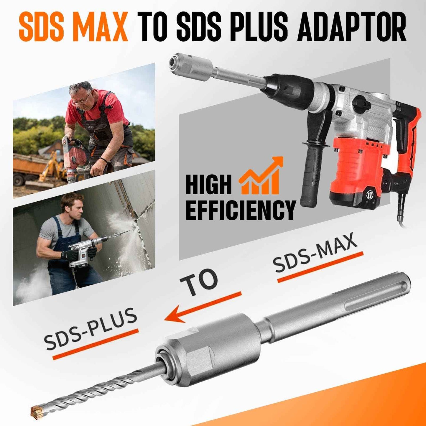 Pisman SDS-Max to SDS-Plus Adapter, 40 Chrome Steel Hammer Drill Bit, Rotary Hammer Connection Adapter Bits,Drill Converter Shank Quick Tool