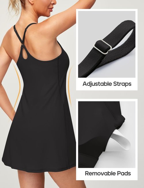 Heathyoga Tennis Dress for Women - Athletic Dress with Built-In Shorts & Pockets | Stylish Golf Outfit