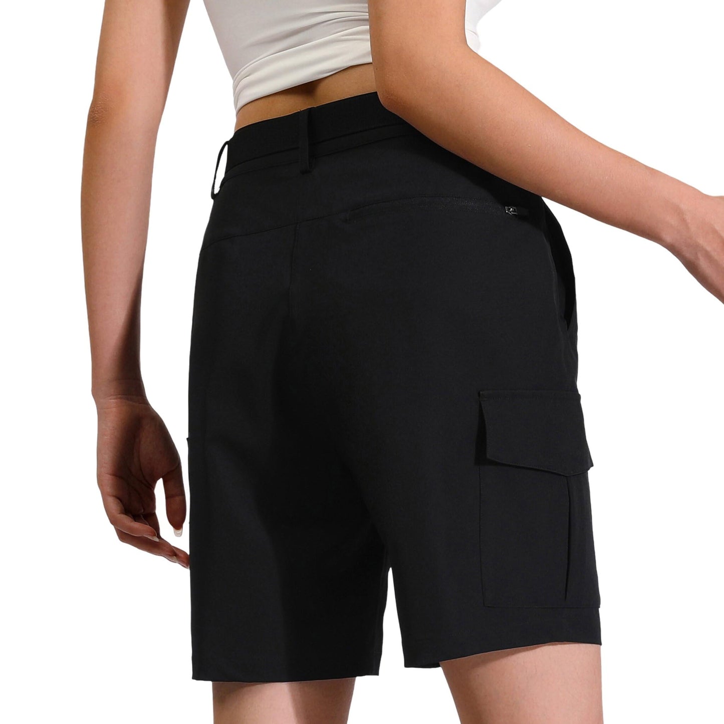 RIMOHX Women's 7'' Hiking Cargo Shorts with Multiple Pockets Lightweight Quick Dry Athletic Outdoor Golf Casual Summer Shorts Black