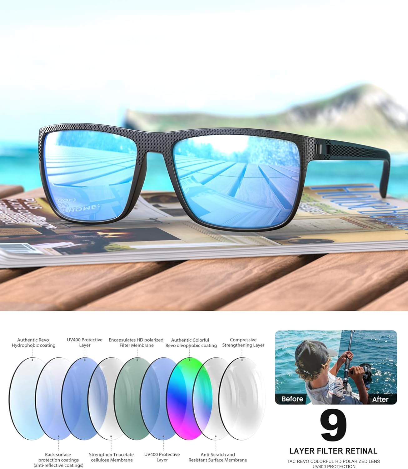 Skiennix Polarized Sunglasses - UV Protection for Men & Women | Ideal for Fishing, Driving, Golf - 5 Pack