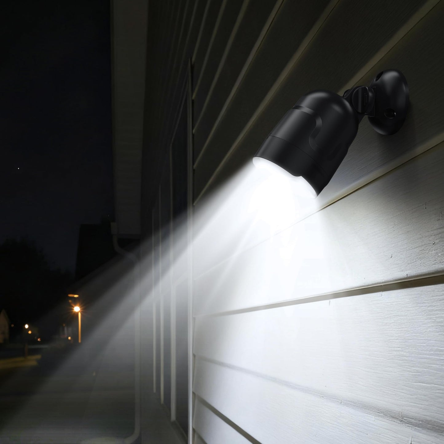 Mecanto Battery Operated Motion Sensor Light Outdoor, 4000mAh Rechargeable 600 Lumen 2 Modes(Dusk to Dawn) Battery Powered Spotlight Outdoor Waterproof for Porch, Garage, House