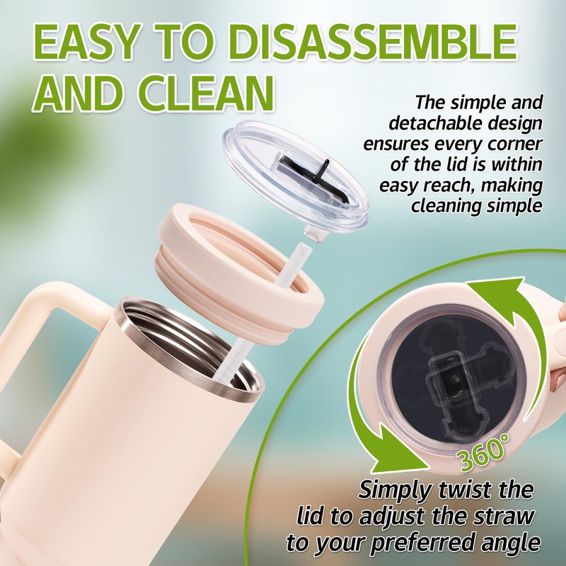 40 oz Stanley Lid Replacement, Stanley Leak Proof Lid No Spill with Stanley Flip Straw Tumbler for Stanley ProTour, Detachable Reusable Tumbler Top Compatible with Accessories (White)