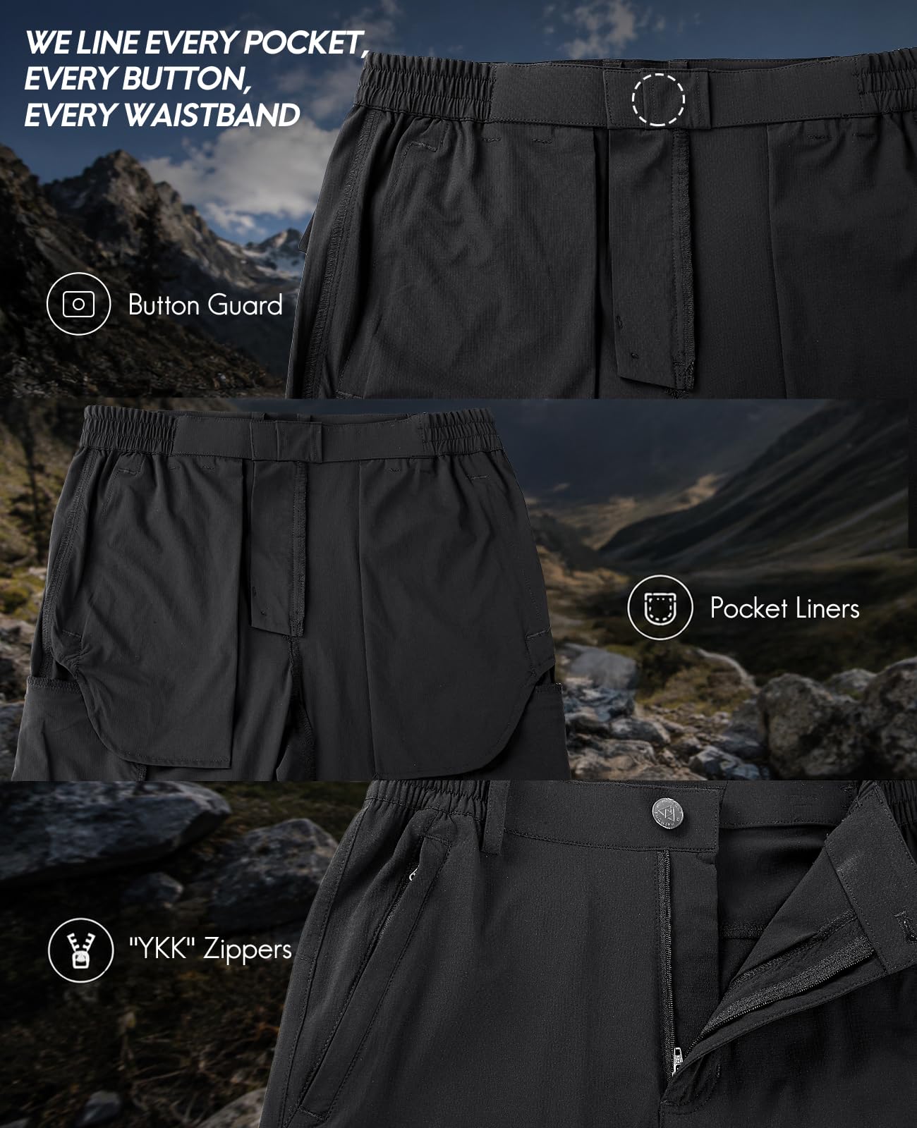Haimont Women's Lightweight Water-Resistant Hiking Cargo Pants Black L