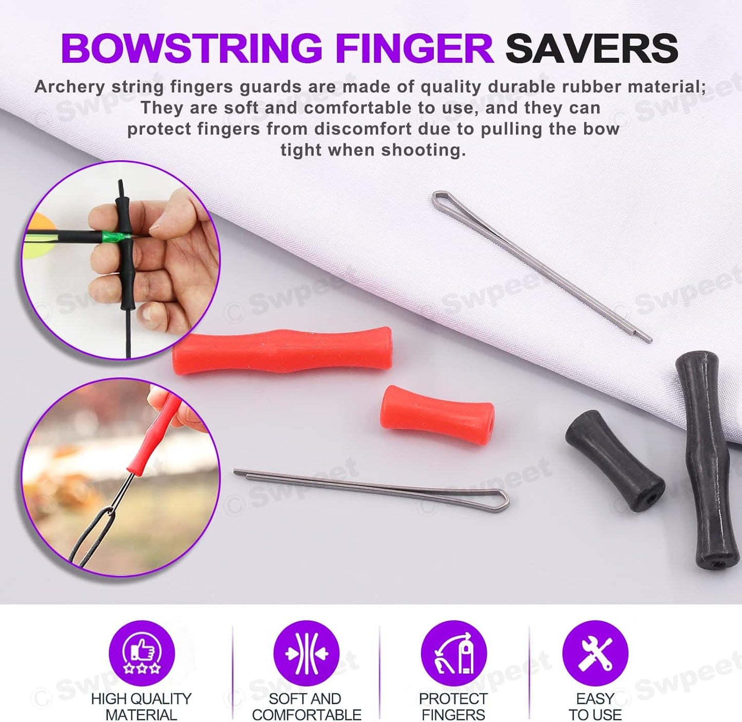 Swpeet 17-Piece Archery Bow String Tools Kit - Nocking Buckle, Wax, Ruler & More