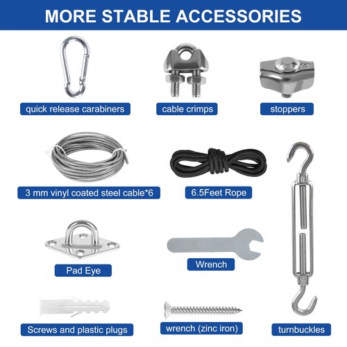 10x10ft Stainless Steel Wire Hanging Kit Net - Easy Installation, Durable Cable System for Sports Net Kit - Suitable for Golf, Baseball, Hockey, Soccer, Indoor & Outdoor Use