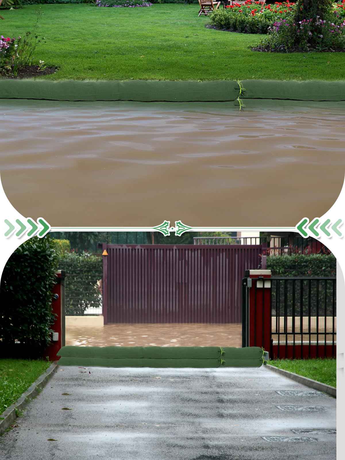 4 Pcs 7'× 6'' Long Sand Bags for Flooding - Thickened Canvas Flood Protection Sandbag Tube with Elastic Band, Reusable Flood Rain Wind Barrier Sand Bag Tube for Door Window Flood Control