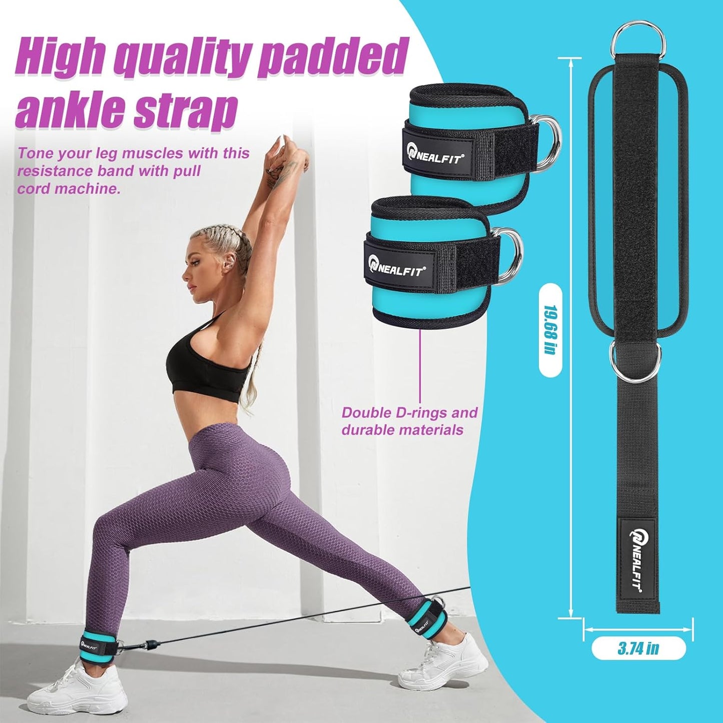 Skiennix Ankle Strap for Cable Machine - Versatile Gym Cuff for Kickbacks & Glute Workouts