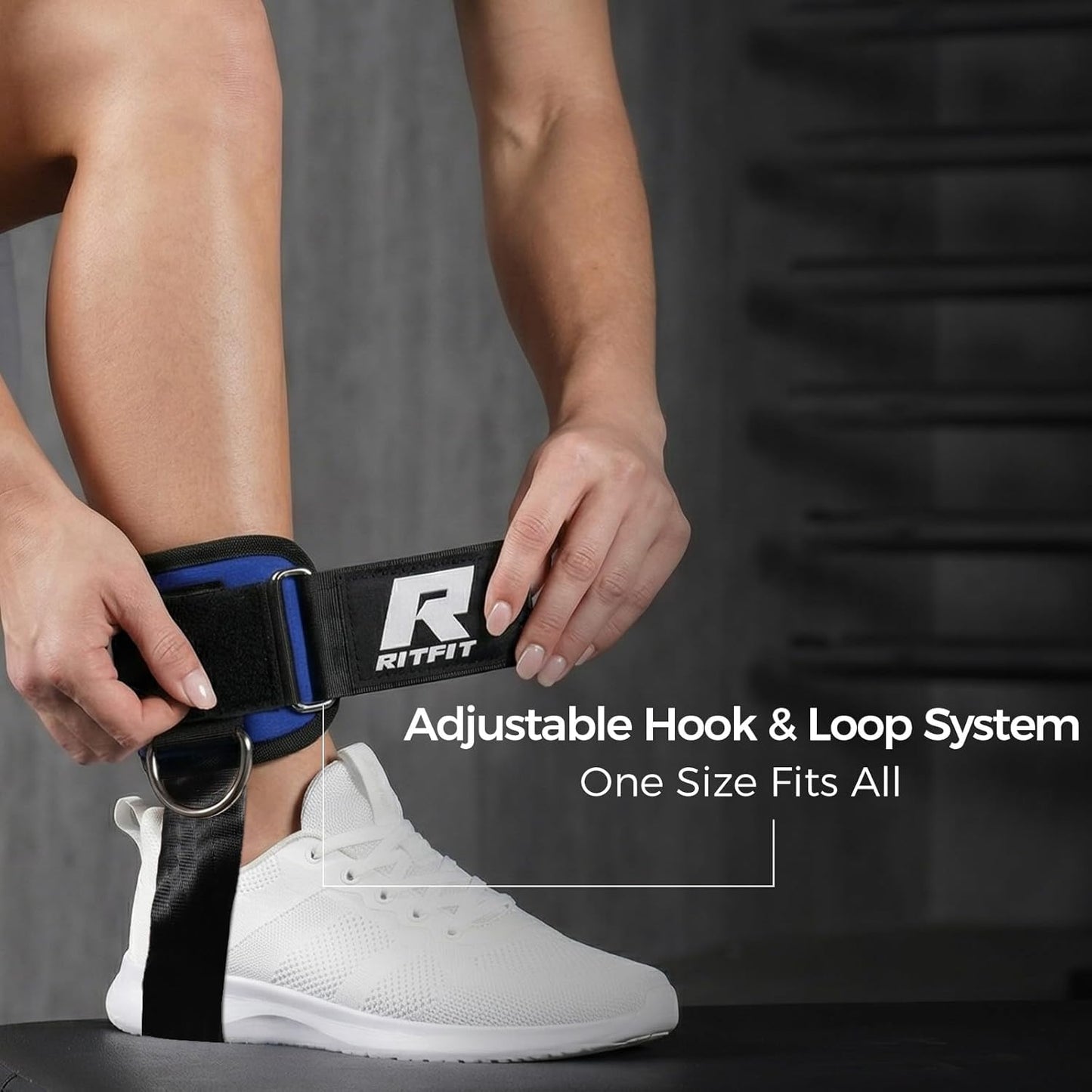 RitFit Kickback Ankle Straps - Padded Neoprene Cuffs with Strong Hook & Loop | Adjustable for Enhanced Abs, Glutes & Legs