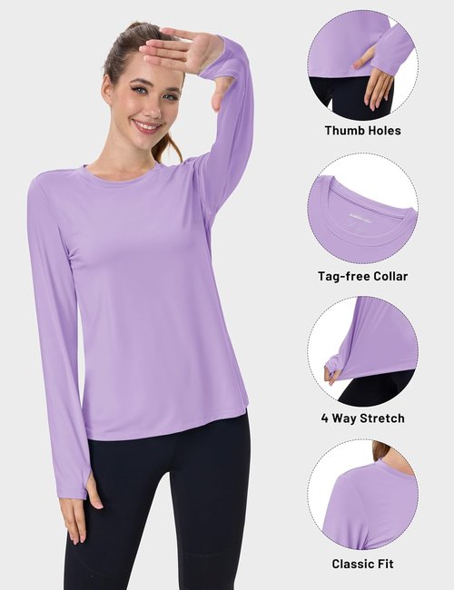MAGCOMSEN Women's Long Sleeve Rash Guard | UPF 80+ Quick Dry Sun Shirt for Swim & Workout