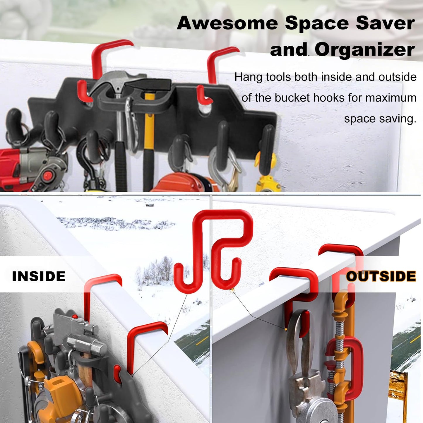 CNQLIS Lineman Tool Board Bucket Truck Tool Organizer for Bucket Hooks and Lineman Bucket Accessories Including 2PCS 2” and 2PCS 3” Aerial Bucket Hooks