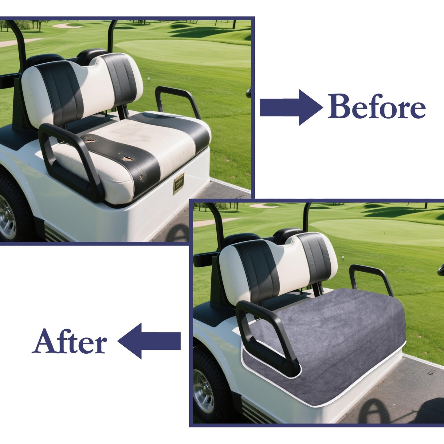 Klmnop Golf Cart Seat Covers, 100% Microfiber Golf Cart Seat Towel Blanket Soft and Comfortable, Universal Fits EZGO Club Car, Yamaha and More 2-Seats Cart 51''x 31''(Darkgrey)