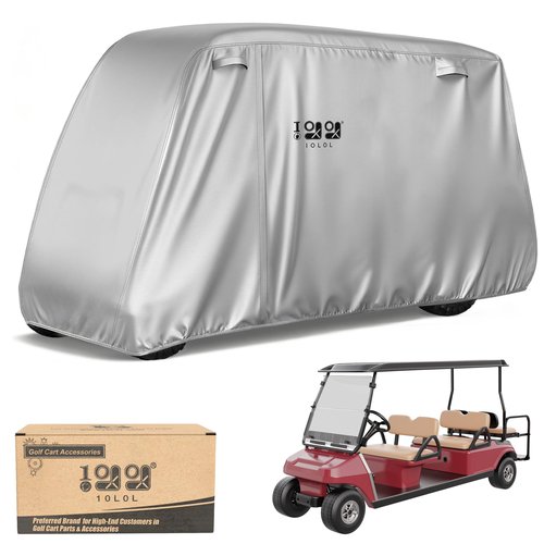 10L0L Golf Cart Cover 4+2 Passenger for Yamaha EZGO Club Car,Heavy Duty 420D Waterproof Oxford Fabric,Windproof Golf Cart Covers with 3 Zippers